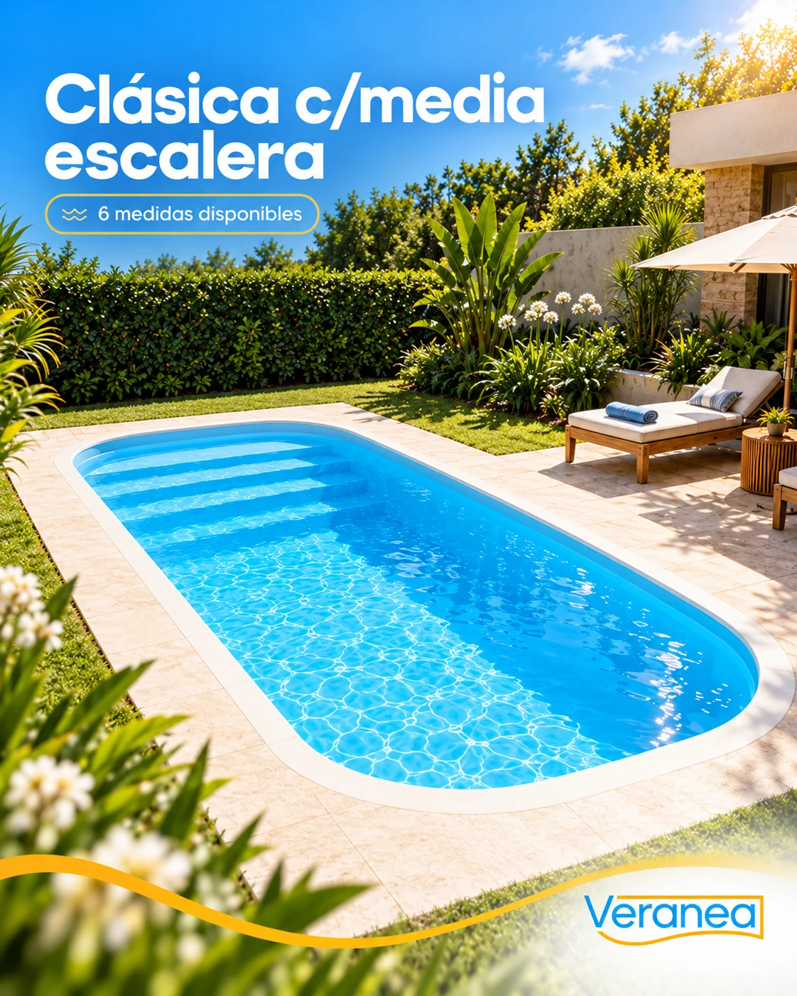 Pileta Clásica con media escalera