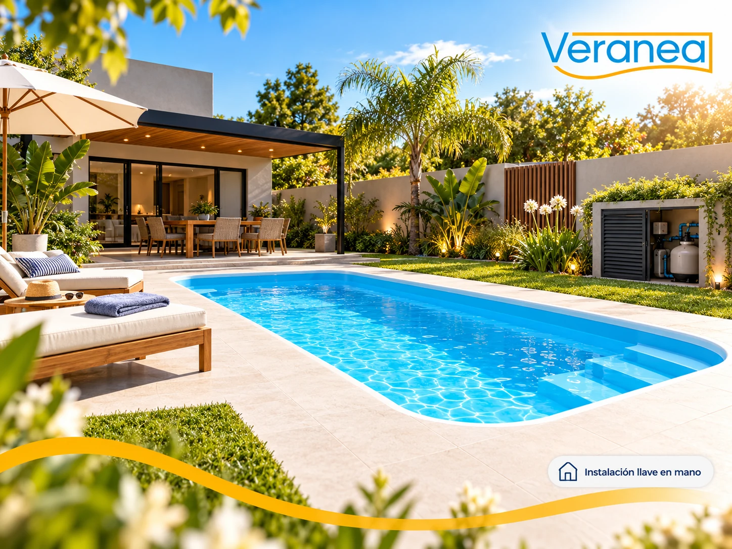Proyecto completo VERANEA con pileta, pisos, jardín y sistema de filtrado